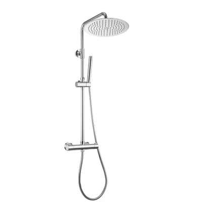 Image de JOHO Douchette avec mitigeur thermostatique, ensemble de douche en acier inoxydable avec douchette ronde XL D25cm chrome