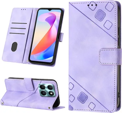 Produktbild von Hülle für Honor X6A Prägung Flip Leder Brieftasche Schutzhülle mit Ständer Lila