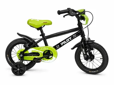 Immagine prodotto di Pilot Bike 12 pollici, bicicletta per bambini con rotelle, modello da ragazzo, 1 velocità, freni a V, nera