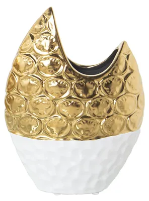 Keramik-Tafelvase, Gold-Weiß, 17 x 8 x 22 cm