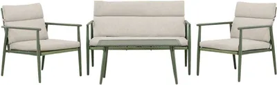 Zdjęcie produktu dla Mazzaro zestaw wypoczynkowy 1 sofa, 2 fotele, 1 stolik kawowy zielony.