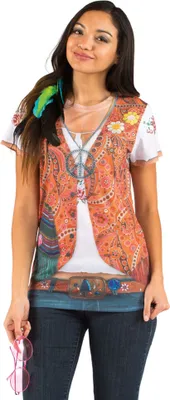 Produktbild von Kostüm Hippie Dame T-Shirt 3 D Größe: 36-38