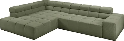 Produktbild von KAWOLA Sofa NEVADA Ecksofa Feincord olivgrün mit motorischem Sitzvorzug Recamiere links