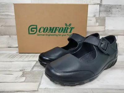Produktbild von Comfort Damen Ballerina schwarz mit Klettverschluss und Zierschnalle 40