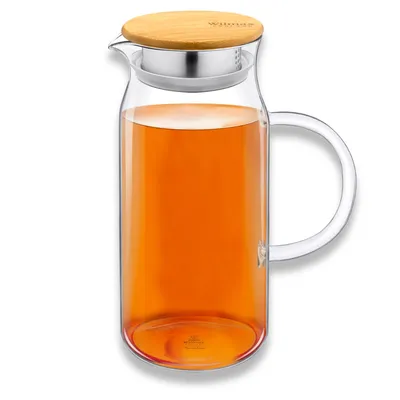 Produktbild von Glaskrug für Getränke, Wasser und Säfte mit Bambusdeckel Wilmax 1L
