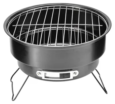 Zdjęcie produktu dla Okrągły grill węglowy, przenośny, o średnicy 25 cm, z uchwytem, idealny do ogrodu i na kemping