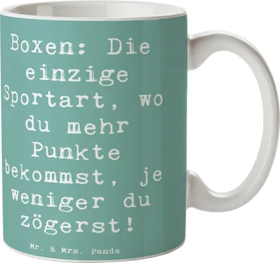 Produktbild von Mr. & Mrs. Panda Kaffeetasse Spruch Boxen Schnell Entscheiden - Meeresbrise - Geschenk, Becher, Schnelligkeit, Sport, Sportler, Teamsport, Tasse, Kaffeebecher, Energie