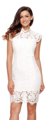 Produktbild von MEROKEETY Damen-Cocktailkleid, ärmellos, mit Spitze, Blumenmuster, elegant, Rund