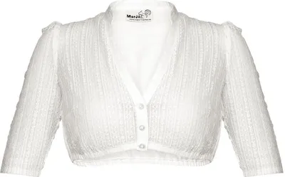 Produktbild von MarJo Dirndlbluse EMMA-LINDA, Creme, Spitze, Halbarm, V-Ausschnitt, vorne geknöpft