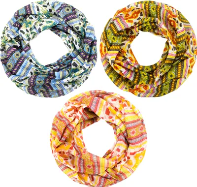 Produktbild von Sunsa Damen Loop Schal Tuch 3er Set Halstuch Geschenkideen für Frauen-MädchenTücher aus Baumwolle mit Blumen & modern bohemian Design 41430