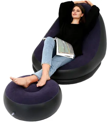Aufblasbare Lounge-Sofa mit Fußstütze, 116x98x83 cm, Blau