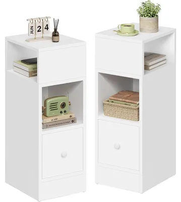Image de Table de chevet - Lot de 2 - 25 x 66 x 30 cm - Blanc