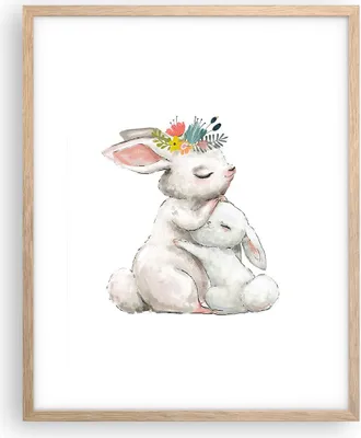 Produktbild von Gerahmtes Poster - Rahmen in heller Eiche - Kaninchen Hase Kinder - 40x50 cm - Wand Bild - Wanddeko - Wandbilder - Kunstposter - Wandposter - Bilderrahmen - Bilder - Kunstdruck - P2NPA40x50-4725