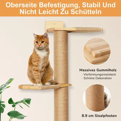 Imagen del producto de Árbol para gatos de 5 niveles, ajustable, 206 cm de altura, para montaje en pared