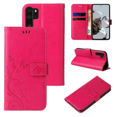 Produktbild von Handyhülle für Huawei P30 Pro Floral Blumen Schmetterling Flip Cover Hülle Case Klapphülle Handytasche Farbe: Pink