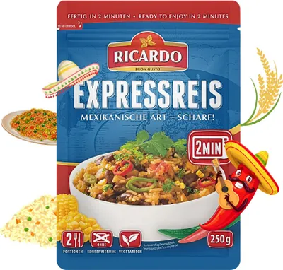 Produktbild von RICARDO Express Reis Mexikanisch Scharf 1 x 250g Reiszubereitung Fertiggerichte