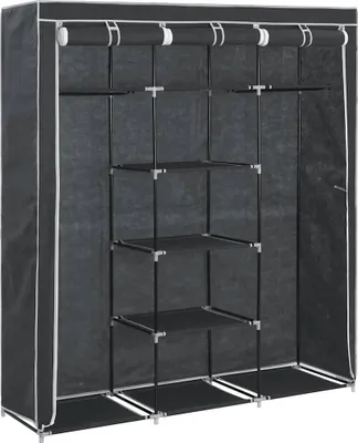 Produktbild von vidaXL Kleiderschrank mit Fächern Stangen Schwarz 150x45x175cm Stoff