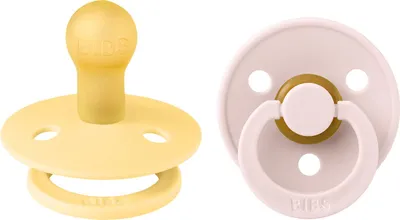Produktbild von BIBS Colour Schnuller – Rund – 2er-Pack – 6–18 Monate  - Pale Butter/Petal | BIBS