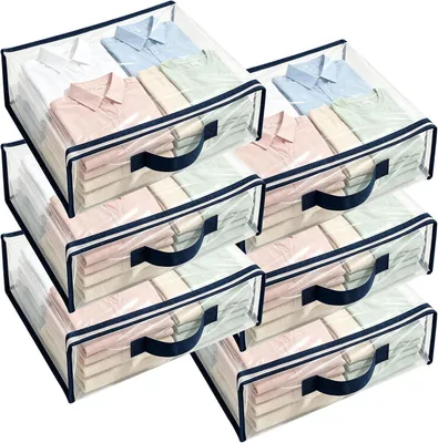 Productafbeelding van Opbergzakken met ritssluiting - Set van 6 - 12 liter opbergtas met handvat - PVC - Opvouwbare reistas voor kleding