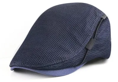 Zdjęcie produktu dla Czapka typu "Baskenmütze" dla mężczyzn, wykonana z siatki, oddychająca, zapewniająca ochronę przed słońcem, regulowana, kolor niebieski, uniwersalny rozmiar