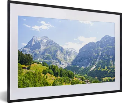 Produktbild von MuchoWow® MuchoWow® Gerahmtes Poster Panorama der Junfrau bei Eiger in der Schweiz 60x40 cm - Poster mit zchwarzem Bilderrahmen - Schlafzimmer - Plakat in Rahmen - Drucken