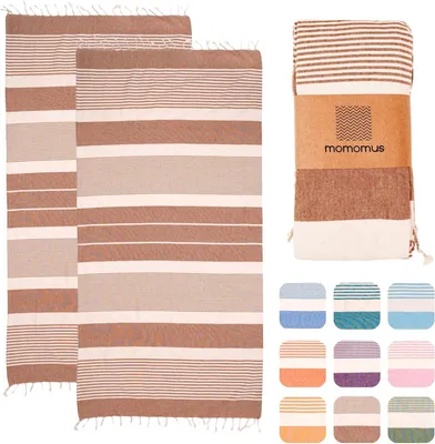 Zdjęcie produktu dla Ręcznik plażowy Fouta 90 x 180 cm, 2 szt., bawełna, z frędzlami, na plażę