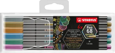 Obrázek produktu pro Prémiové metalické fixy - STABILO Pen 68 metallic - balení 6 kusů - 6 různých metalických barev
