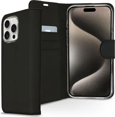 Image de Accezz Wallet Softcase Bookcase pour l'Apple iPhone 16 Pro - Noir