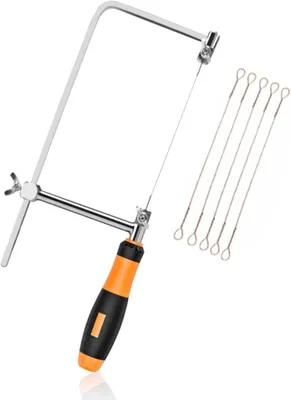 Productafbeelding van Kantelzaag - Figuurzaag Metaalzaag - Houtbewerking Hobby - Hoge Sterkte Koolstofstaal - 15 cm reservemessen - Zwart Goud Wit