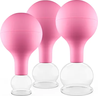 Produktbild von Pulox Schröpfgläser Set aus Echtglas 3 Stück. diverse Größen klein Pink