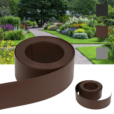 Produktbild von Jopassy Rasenkante Kies Beeteinfassung Mähkante Beetumrandung Rasenband Oberkante Gartenwegen Gartenumrandung Rasenbegrenzung Braun 1000x14cm