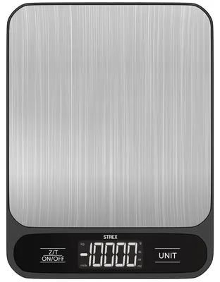 Productafbeelding van Strex Keukenweegschaal Digitaal - Weegschaal Keuken - 1 g tot 10 kg - Tarra Functie - Inclusief Batterijen - RVS/Zwart