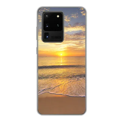 Produktbild von MuchoWow® Handyhülle Schutzhülle Hülle für Samsung Galaxy S20 Ultra Strand - Sonnenuntergang - Meer Silikon Softcase Handy Hülle - Karteninhaber