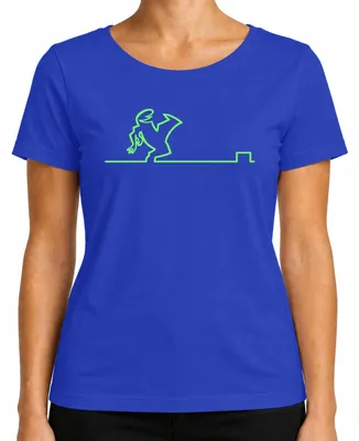 Imagen del producto de Camiseta para mujer, diseño "Linea Balum Strichmännchen Osvaldo Kult Cartoon", color azul, talla L