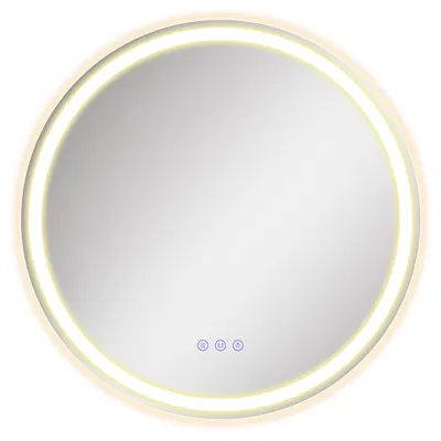 Produktbild von SONGMICS Runder Badspiegel, LED Wandspiegel, Badezimmerspiegel einstellbarer Helligkeit, für Schlafzimmer, 51 cm, weiß