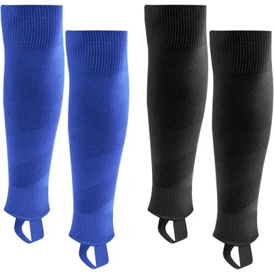 Productafbeelding van Voetbalsokken met versteviging voor kinderen en heren, zwart + blauw, 2 paar, maat M