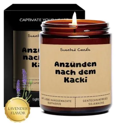 Produktbild von Duftkerze Lavendel im Glas aus Sojawachs mit angenehmem Duft für gemütliche Atmosphäre