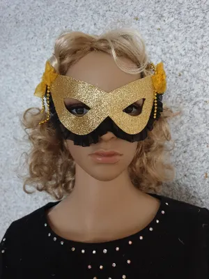 Produktbild von B003058 gold Damen Glitter Augenmaske mit Rüschen