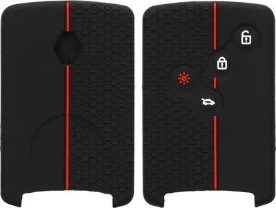 Immagine prodotto di Portachiavi per auto nero e rosso, chiave a scheda Renault a 4 pulsanti, Keyless Go, custodia, involucro.