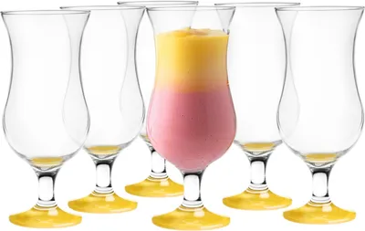 Produktbild von Glasmark Krosno Gläser Cocktailgläser Set Longdrink Cocktail Gin Bier Longdrinkgläser Cocktailgläser Trinkglas  Glas Smoothie Dessert Gelb 6 x 420ml