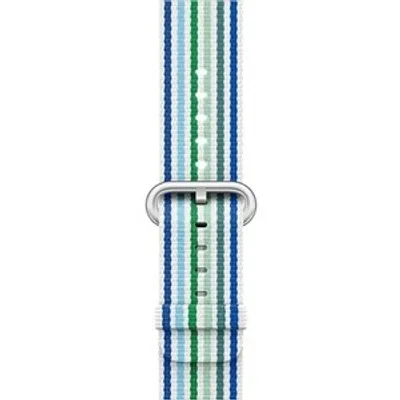 Produktbild von Apple 42 mm Armband aus gewebtem Nylon, Blau (gestreift), Band, Smartwatch, Blau, Grün, Weiß, Apple, Apple Watch, Nylon