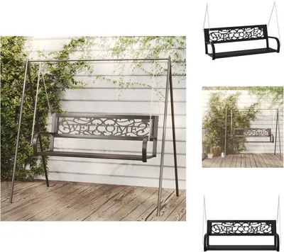 Produktbild von vidaXL Hollywoodschaukel 125 cm Stahl und Kunststoff Schwarz -  Gartenbänke