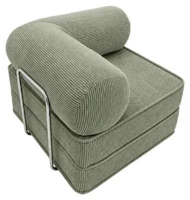 Obrázok produktu pre Minimalistická relaxačná sedačka v olivovo zelenej farbe, potiahnutá látkou typu cord