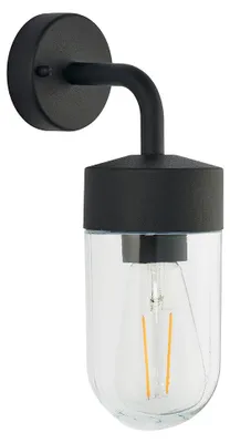 Immagine prodotto di Applique da esterno con paralume in vetro NORTH nero opaco-trasparente, 1xE27x40W, metallo, dimensioni: 30x10x16 cm, IP44, Endon