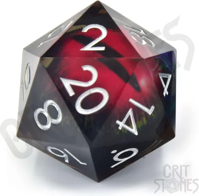 Produktbild von CritStones Liquid Core Würfel D20 Crimson Watcher 5 cm