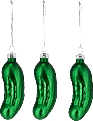 Image de Décorations d'arbre de Noël Concombre en verre - Set de 3 - Concombre de Noël