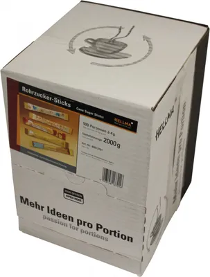Produktbild von Hellma Rohrzucker-Sticks, Zucker, Portionszucker, Feinzucker, Zuckertüten, 500 Stück á 4 g