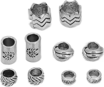 Produktbild von 10 Stck Wikinger-Bartperlen, Antike Dreadlock-R?hrenperlen, Anh?nger fr Haarschmuck, Haare, B?rte, Flechtanh?nger, DIY Wikinger-Bartperlen-Set Zum Weben von Haaren, Bart,