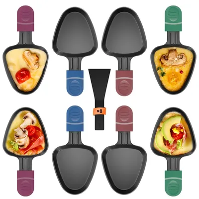 8er-Set dreieckige Raclette-Pfannen, Antihaftbeschichtung, inkl. 4 Spatel