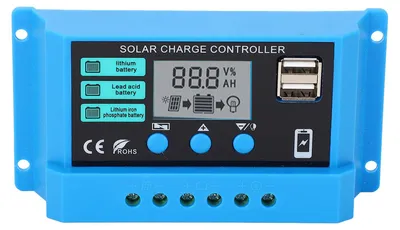 Produktbild von Photovoltaik-Solar-Laderegler, 12 V, 24 V, adaptiver, geringer Eigenverbrauch, LCD-Display, PWM-Panel-Regler, 10 A